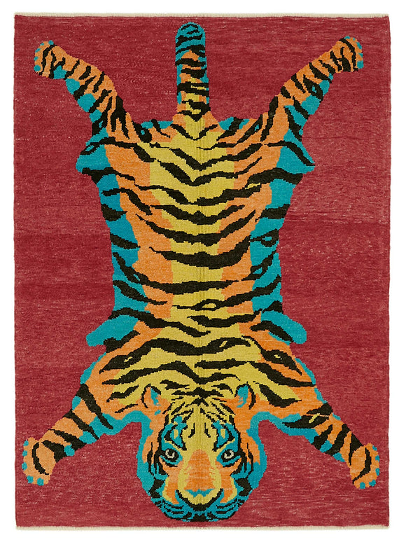 5' 6'' x 7' 4'' Handmade Tiger Rug