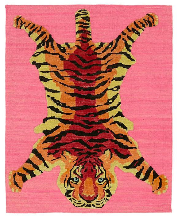 4' 9'' x 6' Handmade Tiger Rug