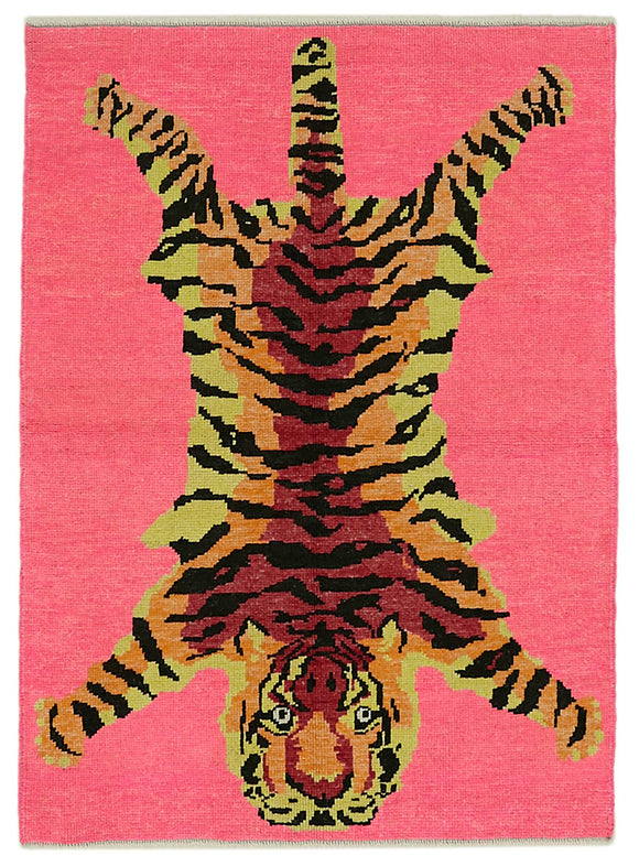 4' 2'' x 5' 10'' Handmade Tiger Rug