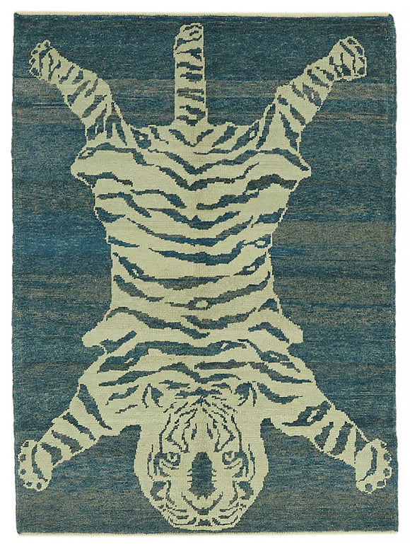 4' 8'' x 6' 4'' Handmade Tiger Rug