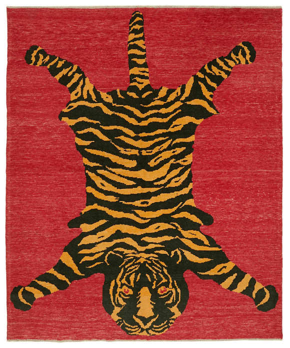 8' 3'' x 9' 11'' Handmade Tiger Rug