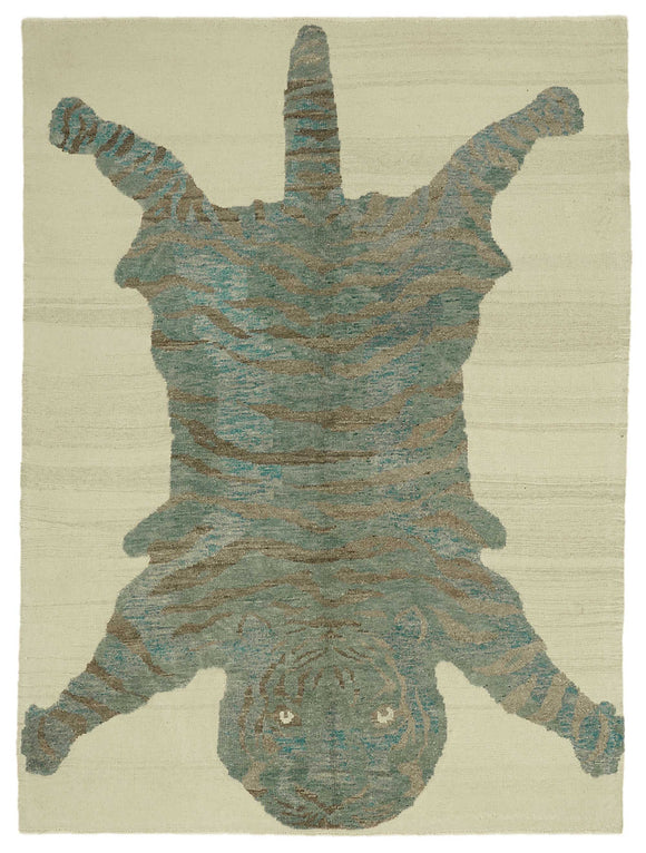 6' 7'' x 8' 11'' Handmade Tiger Rug