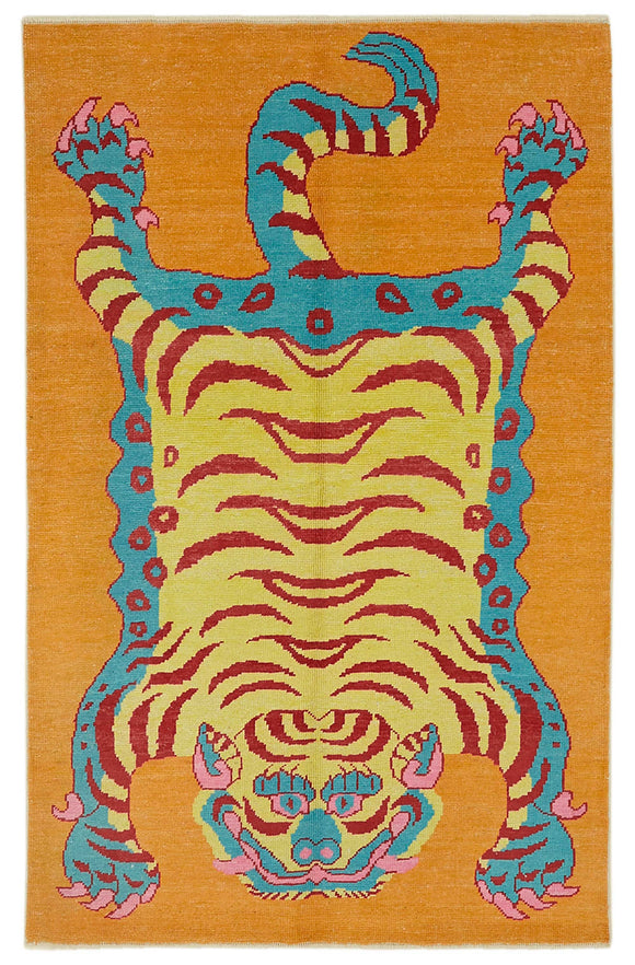 5' 1'' x 8' 1'' Handmade Tiger Rug