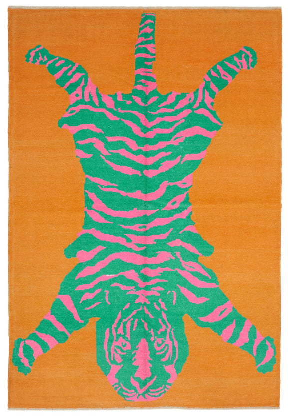 7' 4'' x 10' 9'' Handmade Tiger Rug