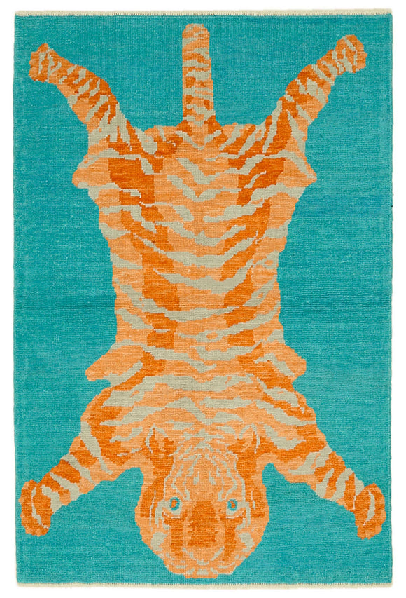 4' x 6' Handmade Tiger Rug
