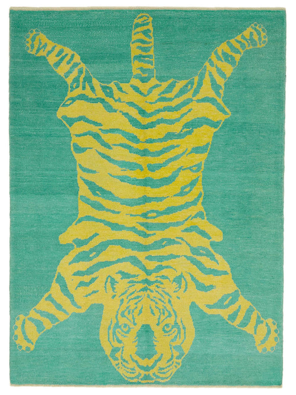 6' 2'' x 8' 5'' Handmade Tiger Rug