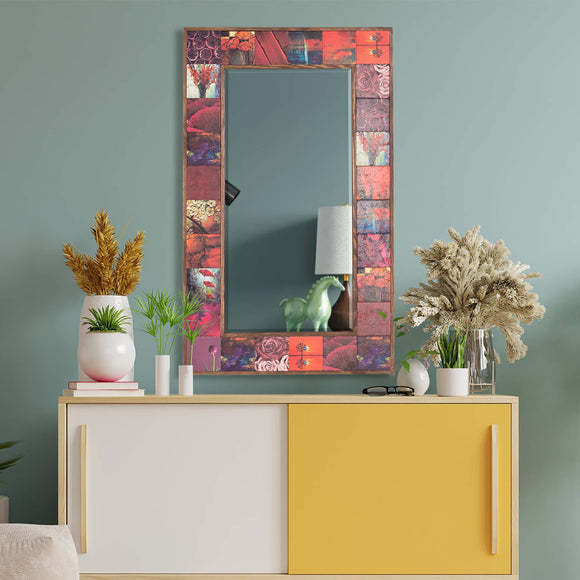 Jericho Handmade Wood Framed Natural Stone Wall Mirror