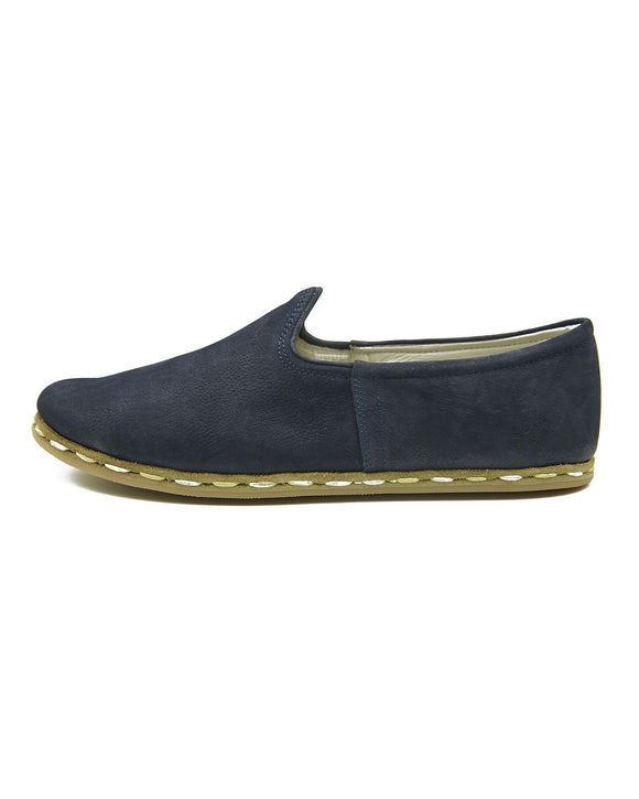 Raymond Chic and Comfy Women’s Handmade Blue Leather Slip-On Shoes
