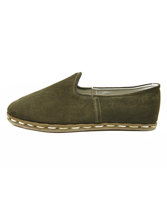 Jess Women's Handmade Leather Green Suede Slip On