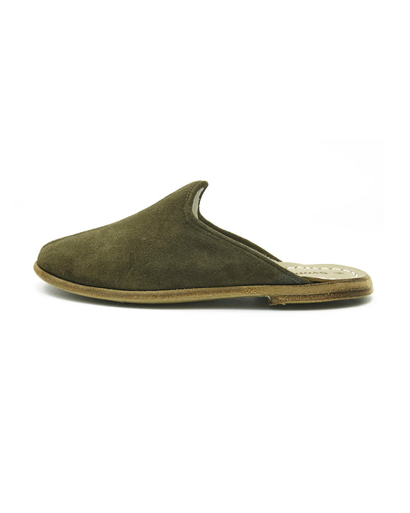 Hunt Men’s Green Color Leather Handmade Slippers