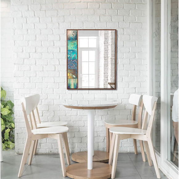 Sallie Decorative Wood and Stone Wall Hanging Mirror