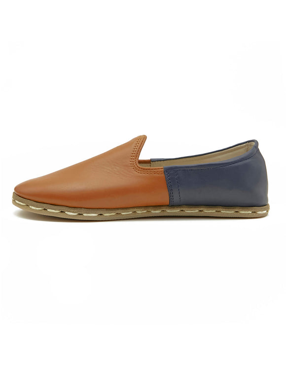 Everett Men’s Tan and Navy Blue Color Leather Slip On