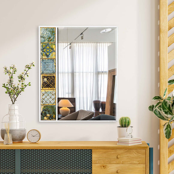 Barney Handmade Wood and Stone Decorative Wall Mirror