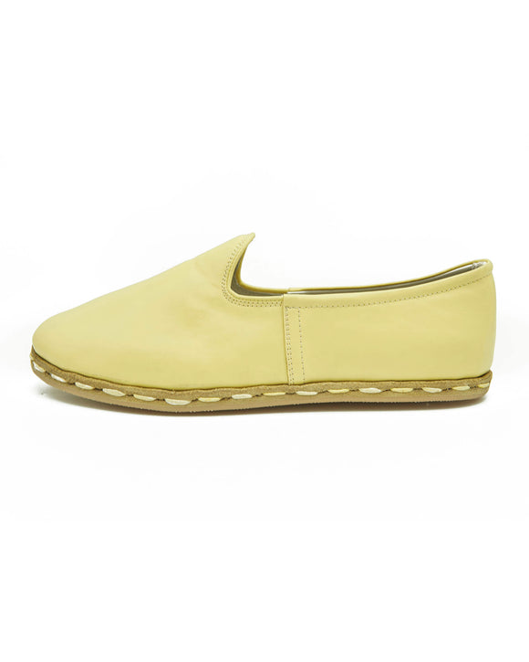 Marta Chic and Comfy Women’s Handmade Yellow Leather Slip-On Shoes
