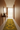Yellow vintage Turkish runner rug 5x13 feet in mid-century modern hallway